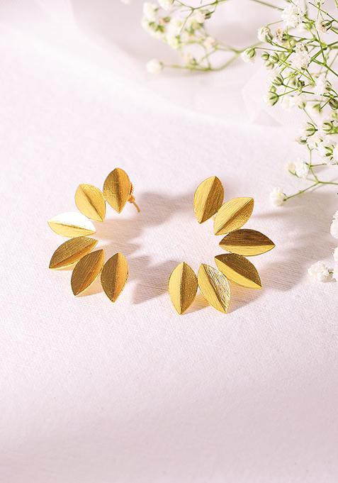 Gold Finish Floral Stud Earrings