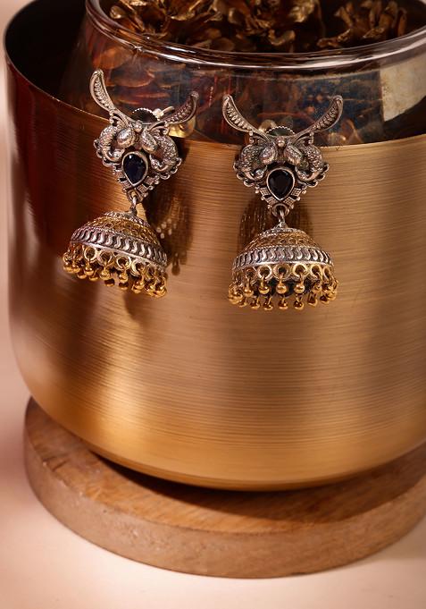 Silver Oxidised Tribal Jhumka Earrings