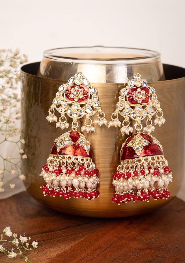 Jhumka Earrings Indian | Dangle Earrings | Earring Beads | Red Earings | Jhumka  Red - Ethnic - Aliexpress