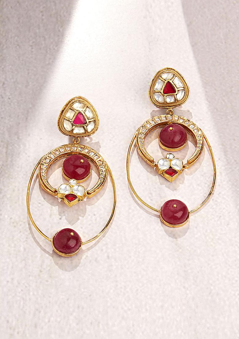 Buy Athena Scarlett Earrings Red Golden  Flourish