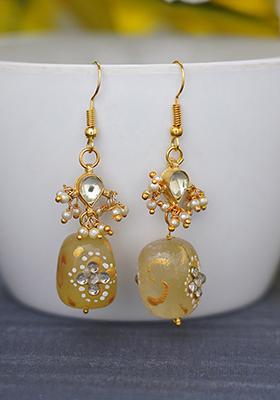 Gold Finish Yellow Drop Brass Earrings