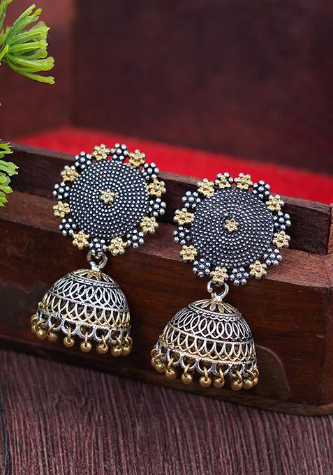 Dual Tone Brass Jhumki Earrings