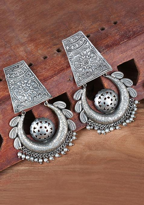 Silver Finish Handcrafted Brass Earrings