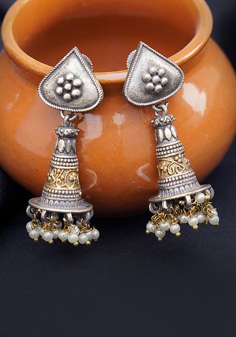 Dual Tone Brass Earrings