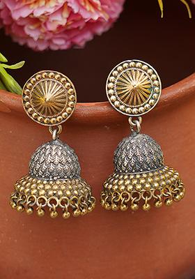 Silver Oxidized Brass Jhumki Earrings