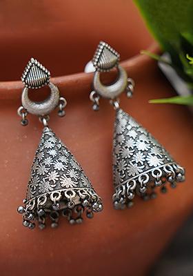 Silver Oxidized Brass Earrings