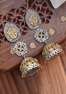 Dual Tone Tribal Brass Jhumka Earrings