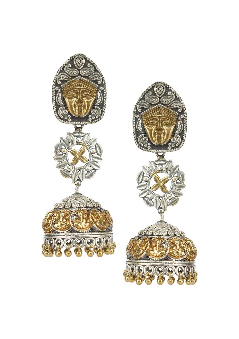 Dual Tone Tribal Brass Jhumka Earrings