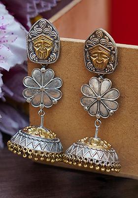 Dual Tone Brass Jhumka Earrings