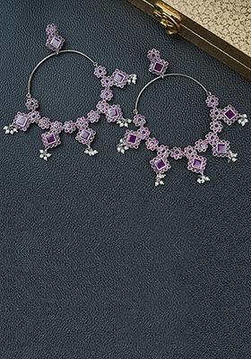 Silver Tone Dangler Brass Earrings