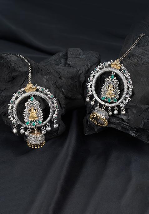 Dual Tone Brass Peacock Earrings