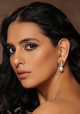 White Gold Tone Kundan Drop Earrings