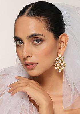 Gold Tone Kundan Dangler Earrings