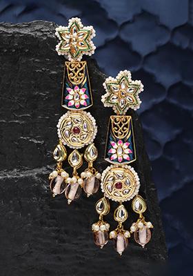 Blue And Green Kundan Drop Earrings