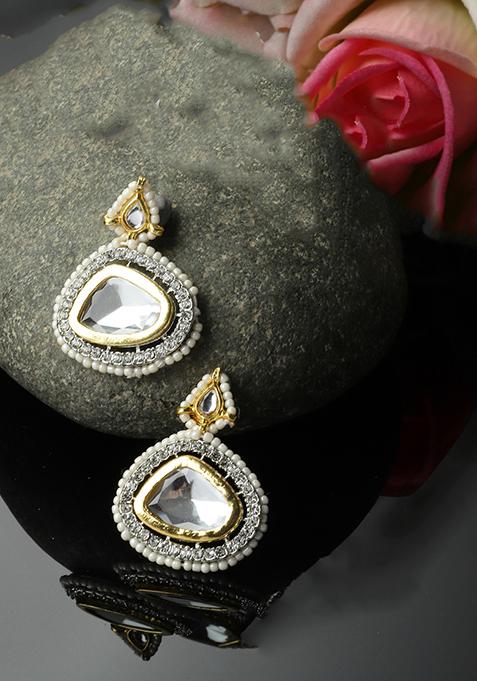 Silver And Gold Zirconia Drop Earrings