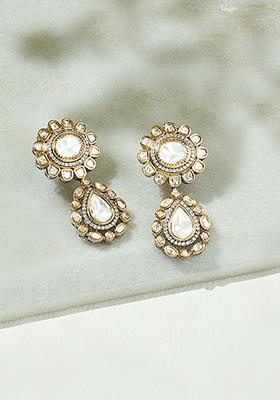 Vintage Gold Polki Dangler Earrings