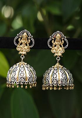 Dual Tone Handcrafted Brass Jhumka Earrings