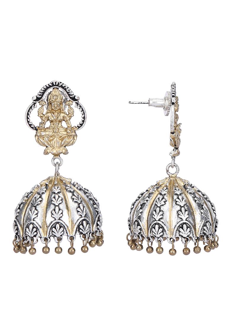 Dual Tone Handcrafted Brass Jhumka Earrings