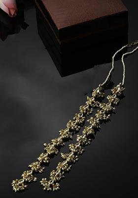 Gold Finish Kundan White Long Drop Earrings