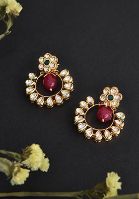 Gold Tone Multicolour Chandbali Earrings