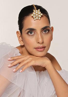 Gold Tone Kundan Floral Maangtika