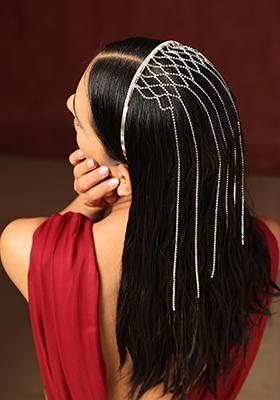 White Silver Tone Zirconia Headband