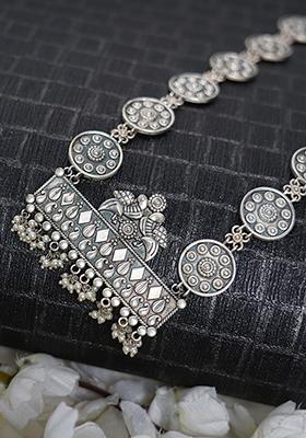 Silver Oxidized Brass Long Necklace