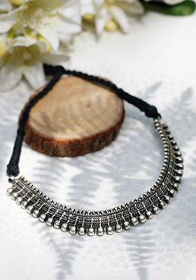 Silver Tone Handcrafted Brass Tribal Choker Necklace