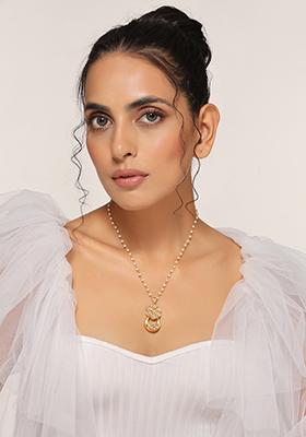Gold Tone Kundan Pendant Necklace