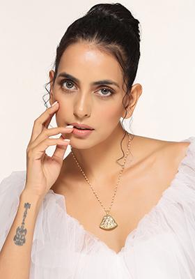 Gold Finish Polki Pendant Necklace