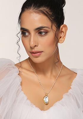 Gold Tone Polki Pendant Necklace