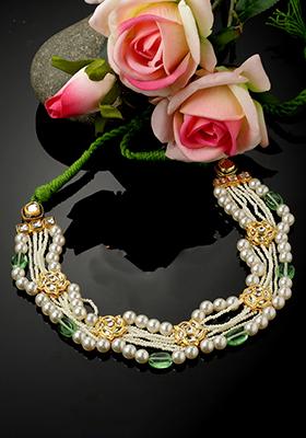Green And Ivory Pearl Layered Necklace