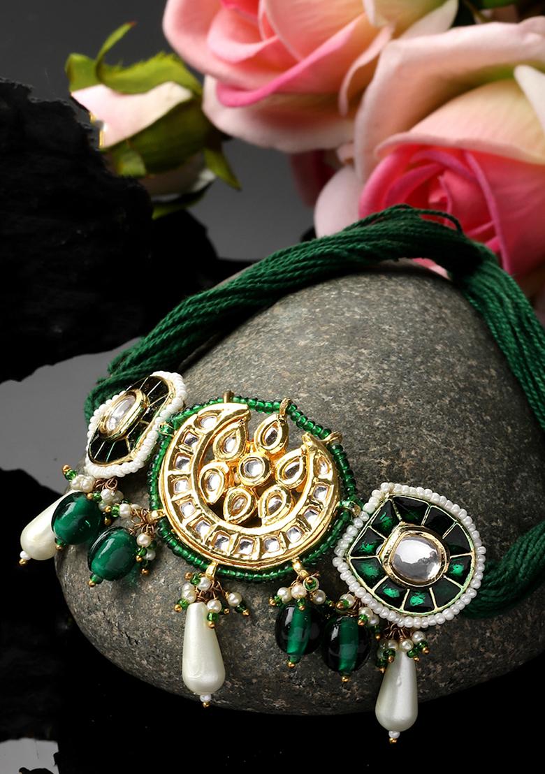 Green,Red and Golden Paper Flowers Green Flower Necklace Set at Rs 900/set  in Pune