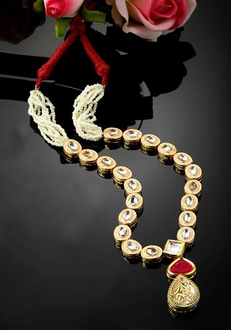 Red And Pink Kundan Necklace