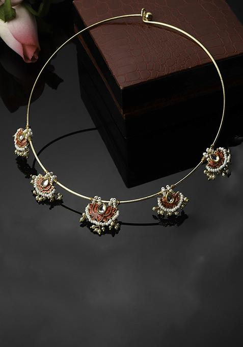 Red And Gold Kundan Pearl Necklace