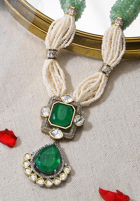 Green Gold Finish Pearl Necklace