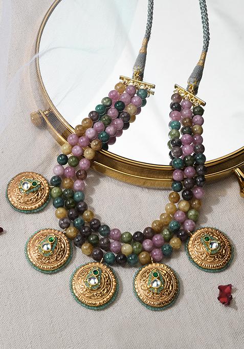 Multicolour Beaded Pendant Necklace