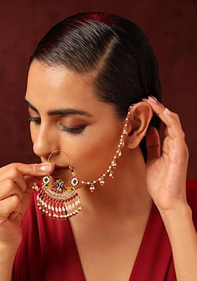 Red Gold Tone Nose Ring