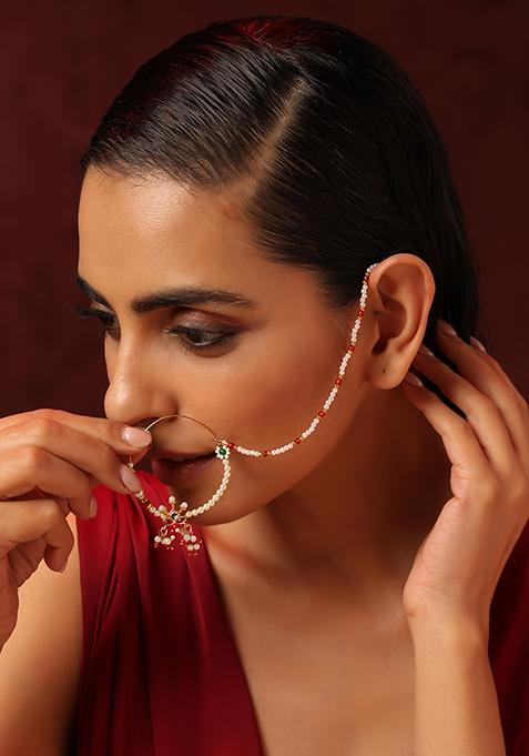 Multi Tone Pearl Nose Ring