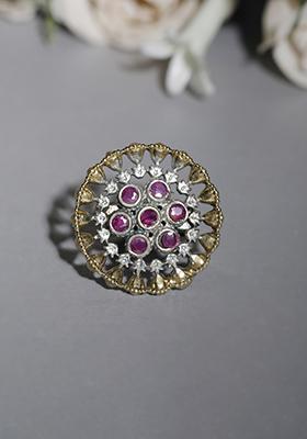 Purple Adjustable Dual Tone Brass Ring