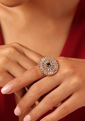 Green Gold Tone Zirconia Ring