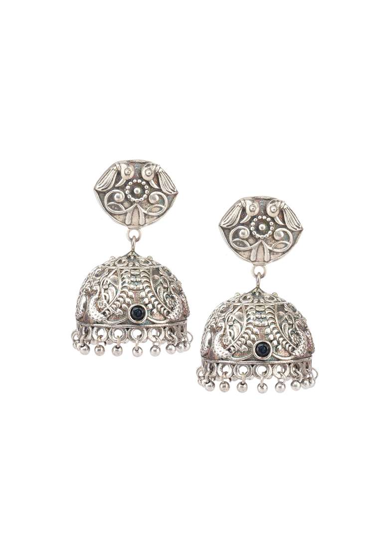 Silver Tone Handcrafted Brass Necklace And Earrings Set - Indya