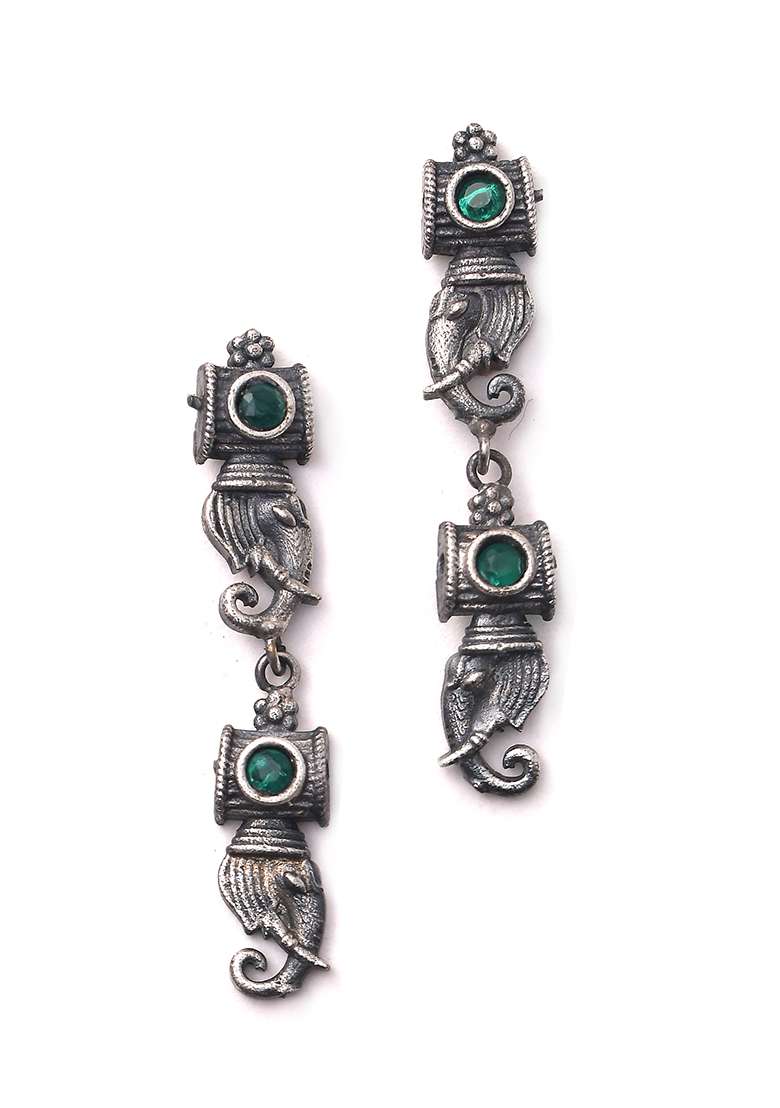 Silver Tone Brass Necklace And Earrings Set - Indya
