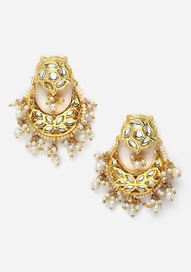 Gold And Green Kundan Necklace And Earrings Set - Indya