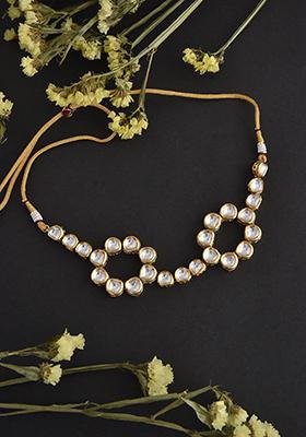 Gold Finish Kundan Choker Necklace