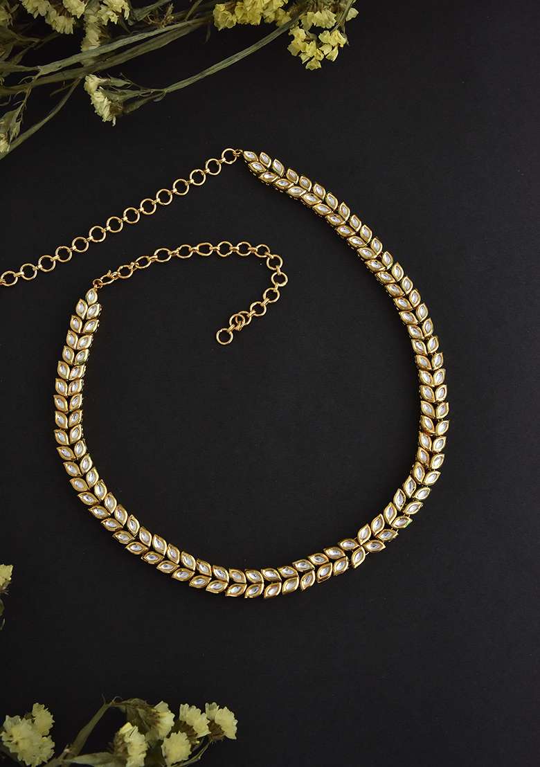 Gold Finish Kundan Waistbelt - Indya