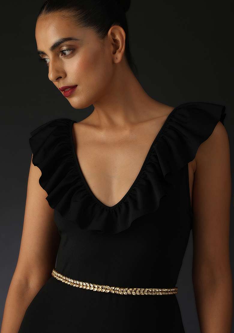 Gold Finish Kundan Waistbelt - Indya