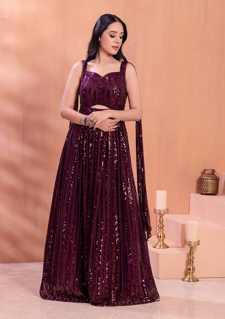 Shiny Sequin Wine Red Engagement Dresses V-Neck Floor-Length A-Line Long  Women Evening Gowns With Beading