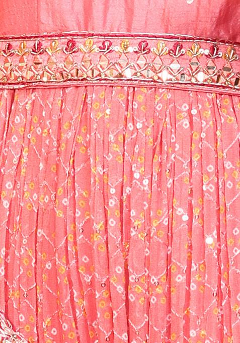 Rust Orange Floral Embroidered Anarkali Kurta