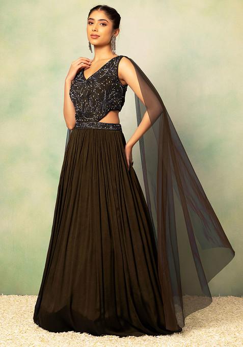 Copper Pearl Embellished Side Cut Out Gown